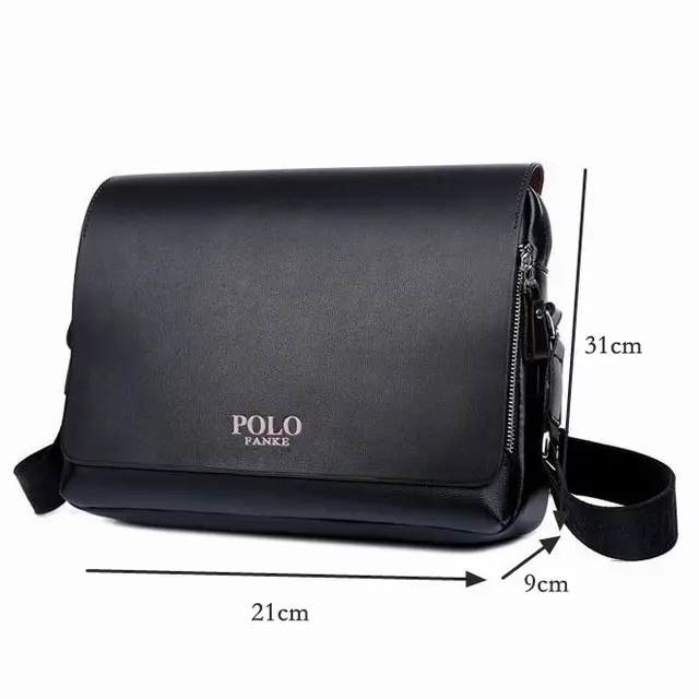 Famous Brand Men POLO Leather Handbag Fashion Men Messenger Bags Laptop