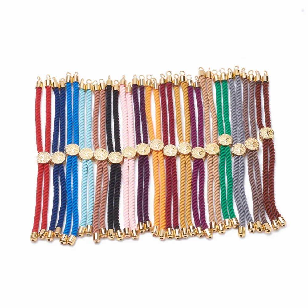 

Nylon Twisted Cord Bracelet Making, Slider Bracelet Making, with Brass Findings, Golden, Mixed Color, 8.7"~9.3"(22.2cm~23.8cm);