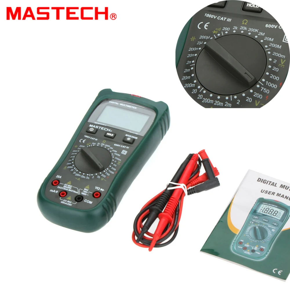 

Mastech MS8260B Digital Multimeter DMM VOLT STICK Tester Electrical LCR Meter Non-contact voltage Detector