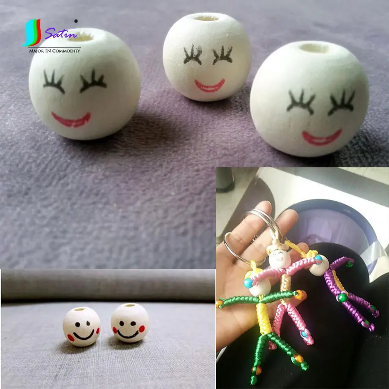 

DIY Handmade Knitted Doll Material Natural Wood Color Round Smile Wooden Bead,18MM Smiling Face Wooden Bead S0659L