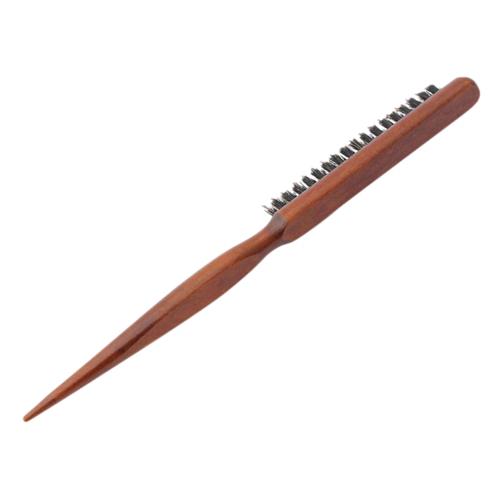 1 шт. тонкий зубной гребень деревянная ручка натуральная щетка для волос из шерсти кабана пушистый гребень парикмахерский инструмент массаж головы