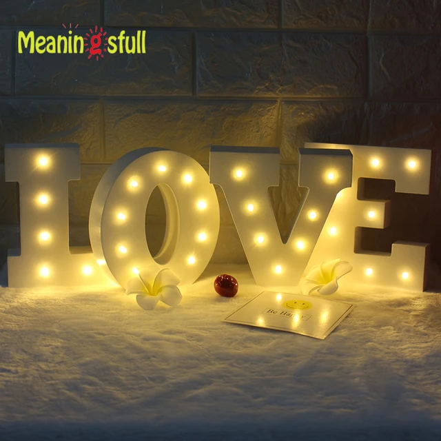 Meaningsfull White Wooden 26 Letters LED Night Light ...