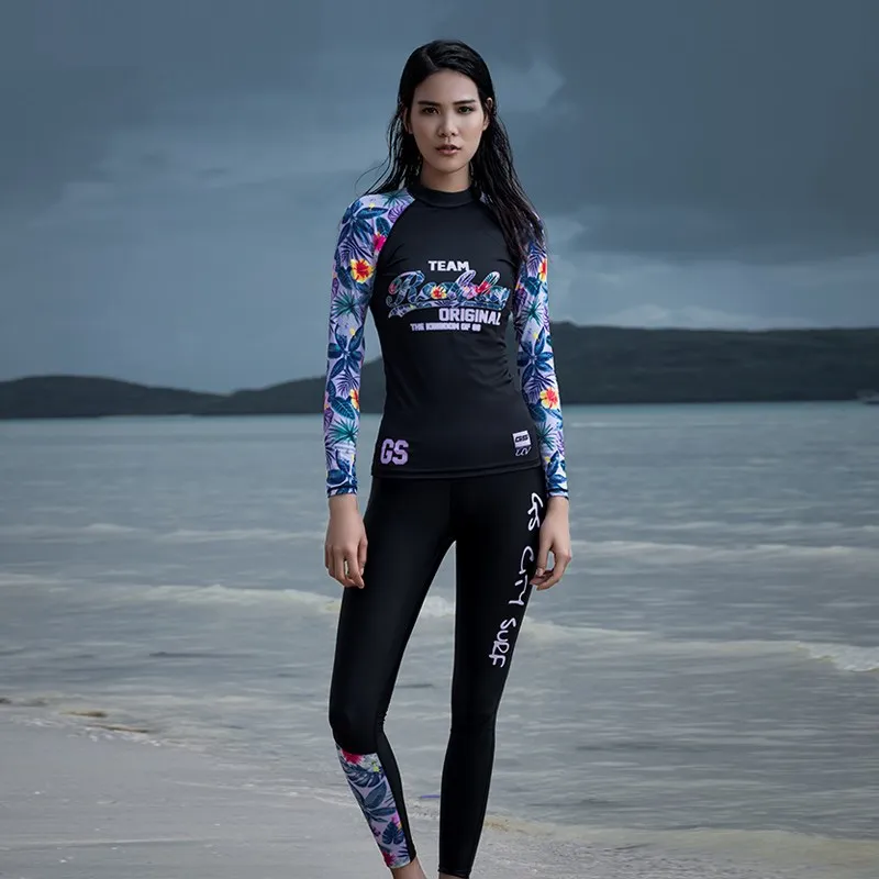 GSOU الثلوج العلامة التجارية بذلة النساء بدلة غطس الغوص السباحة طويلة الأكمام السراويل ملابس السباحة تصفح الملابس الصيف Kitesurf Rashguard