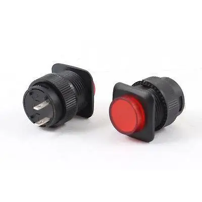 2 Pcs R16-504 250V/AC 3A Pins Latching SPST Push Button Switch Red | Обустройство дома