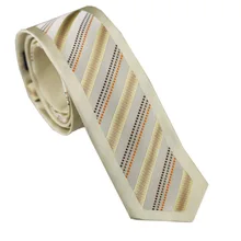 Мужские галстуки для костюма, дизайн, бежевая кайма, оранжевый с коричневыми диагональные полосы шейный платок, тонкий галстук, 6 см, платья, рубашки, свадебные галстуки