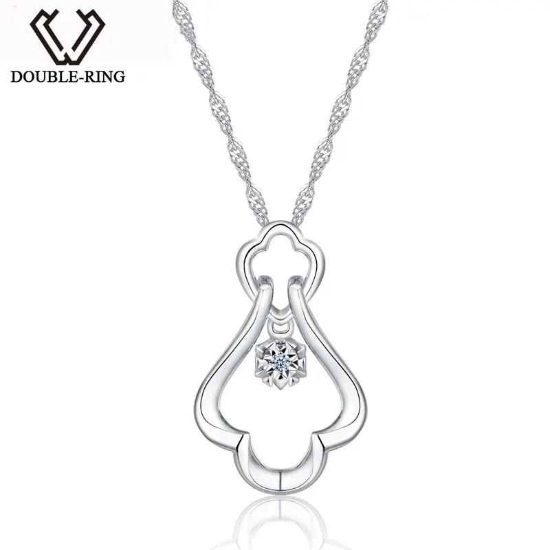 DOUBLE R ожерелья и кулоны из настоящего серебра 925 пробы с бриллиантом 0 01 карат