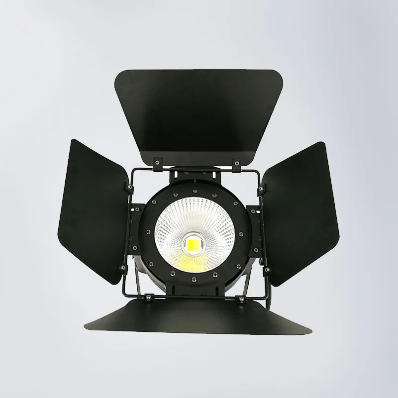 

Aluminum alloy LED Par C0B 100W Cool White + Warm White with Barn Doors Lighting DMX 2 Channel 45 Degree Beam Angle