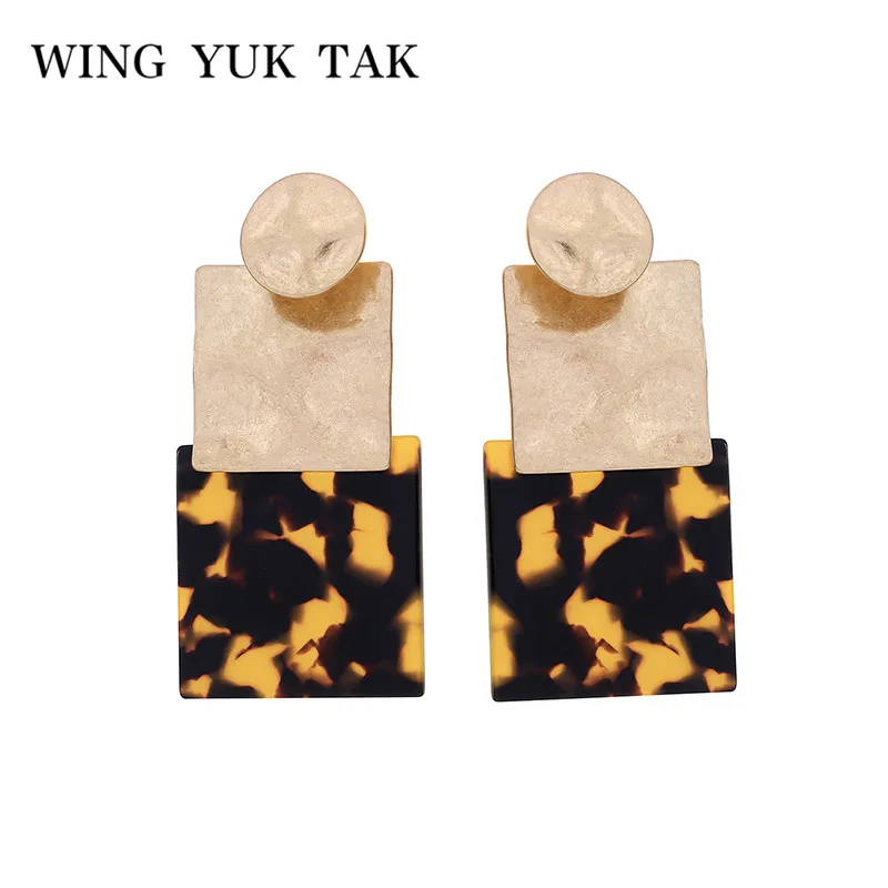 

wing yuk tak Vintage Statement Earrings For Women Hyperbole Geometric Leopard Print Big Drop Earrings 2019 Beautiful Jewelry