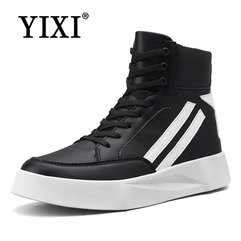 

YIXI Sneakers men high top platform shoes brand fashion white flat mens shoes black lace up hot footwear male skateboard shoes