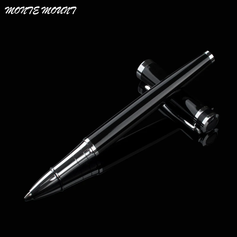 Монте Серебряная деловая металлическая роликовая шариковая ручка, средний наконечник, серебристая Ручка-роллер с зажимом, офисные школьные принадлежности, роскошная гелевая ручка caneta