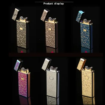 

Windproof Metal Cigarette Lighter Electric Double Arc Lighter Electric Plasma Pulse USB Charging Cigar Smoking Lighter Men Gift