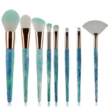 

6 Pcs Beautiful Marble Jade Grain Makeup Brushes Kit For Eye Shadow Blush Bulk Powder Highlight Repair Capacity Brush W8