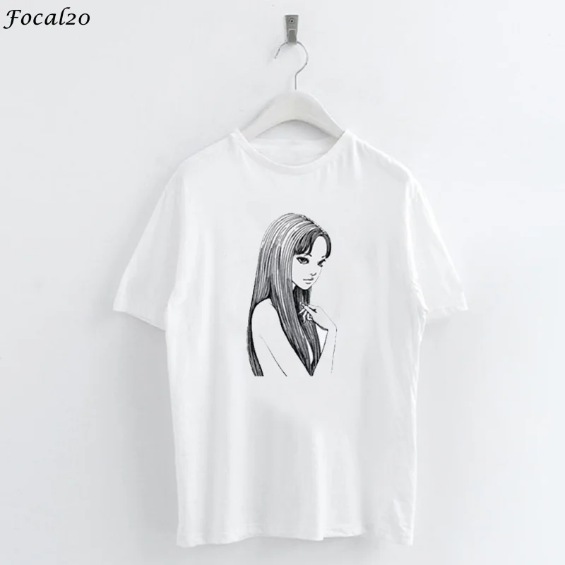 

Focal20 Streetwear Devil Cartoon Print T Shirt Short Sleeve Loose T Shirts Female Casual Simple Style T Shirts Tee Top