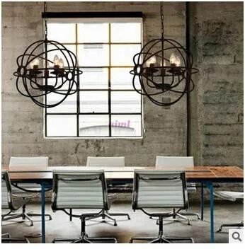 

LED candle chandelier, restore ancient round lamp cage bar lamp, wrought iron restaurant light 110-240