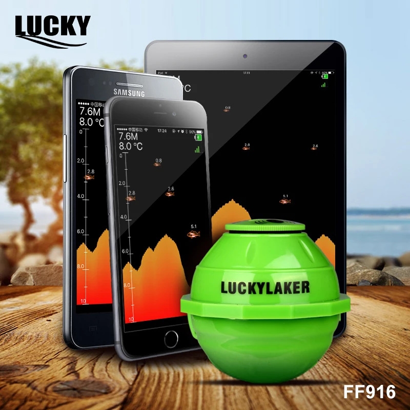 Lucky FF916 мобильного телефона операционной fishfinder эхолот для рыбалки глубже Беспроводной Wi-Fi глубина эхолот 130 футов Рыбалка эхолот