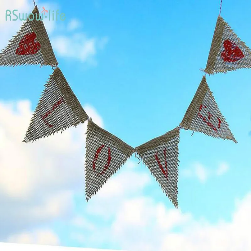 

Valentine's Day Linen Flag Love Pennant Valentine's Day Decoration Wedding Party Arrangement Mother's day party supplies