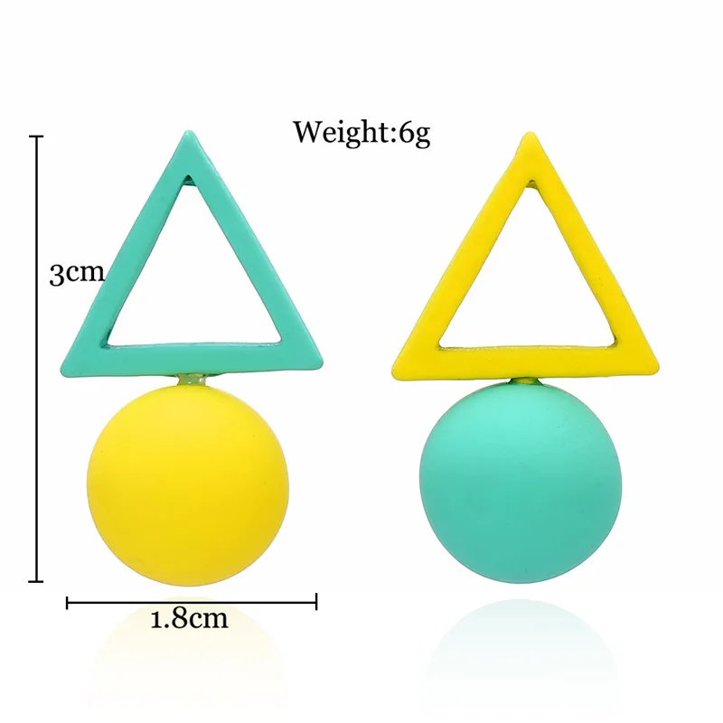 MESTILO, корейский конфетных оттенков, милые геометрические акриловые серьги, треугольный круглый шар, асимметричные маленькие Висячие серьги для женщин и девушек