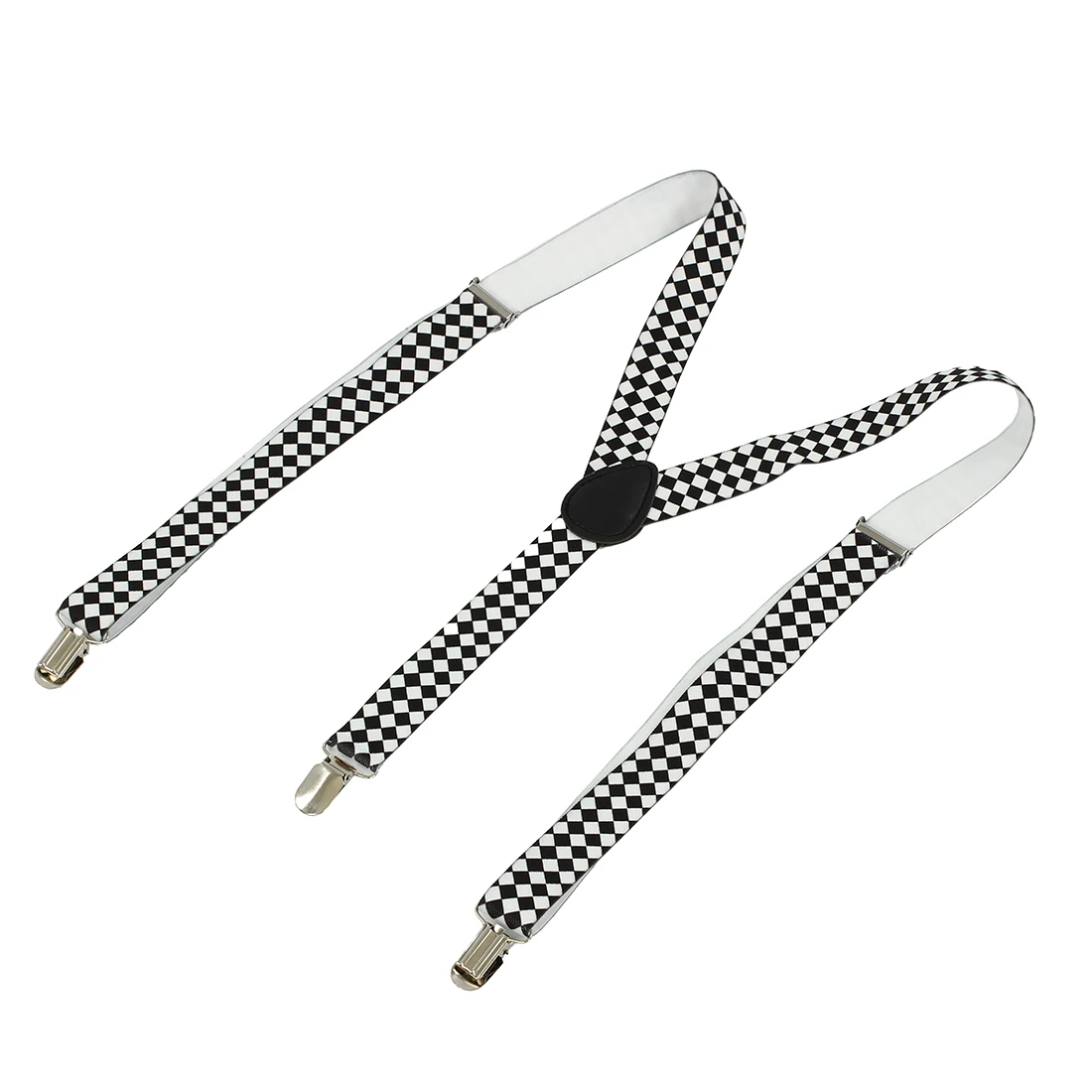 Hot Unisex White Black Argyle Pattern Adjustable Y Shaped Suspender