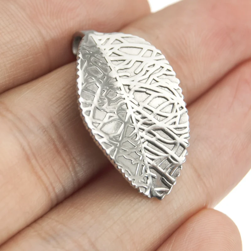 

Stainless Steel Silver Gold Color Grained Leaf Charm Pendant Necklace Leaves Plant DIY Component for Jewelry Making DIY 50pcs