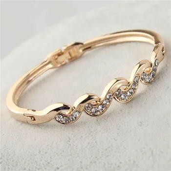 

Free shipping Elegant Trendy Women's/Girl's Rose Gold Color Clear Austrian Crystal Twist Bracelets & Bangles Jewelry Gifts