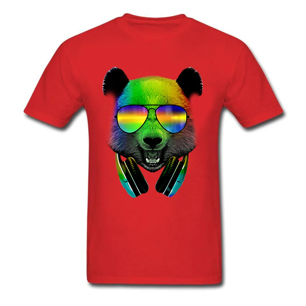 Dj Panda T-shirts for Men Slim Fit Summer Tops Shirt Short Sleeve Funky Europe Tops Shirts O Neck Pure Cotton Wholesale Dj Panda red