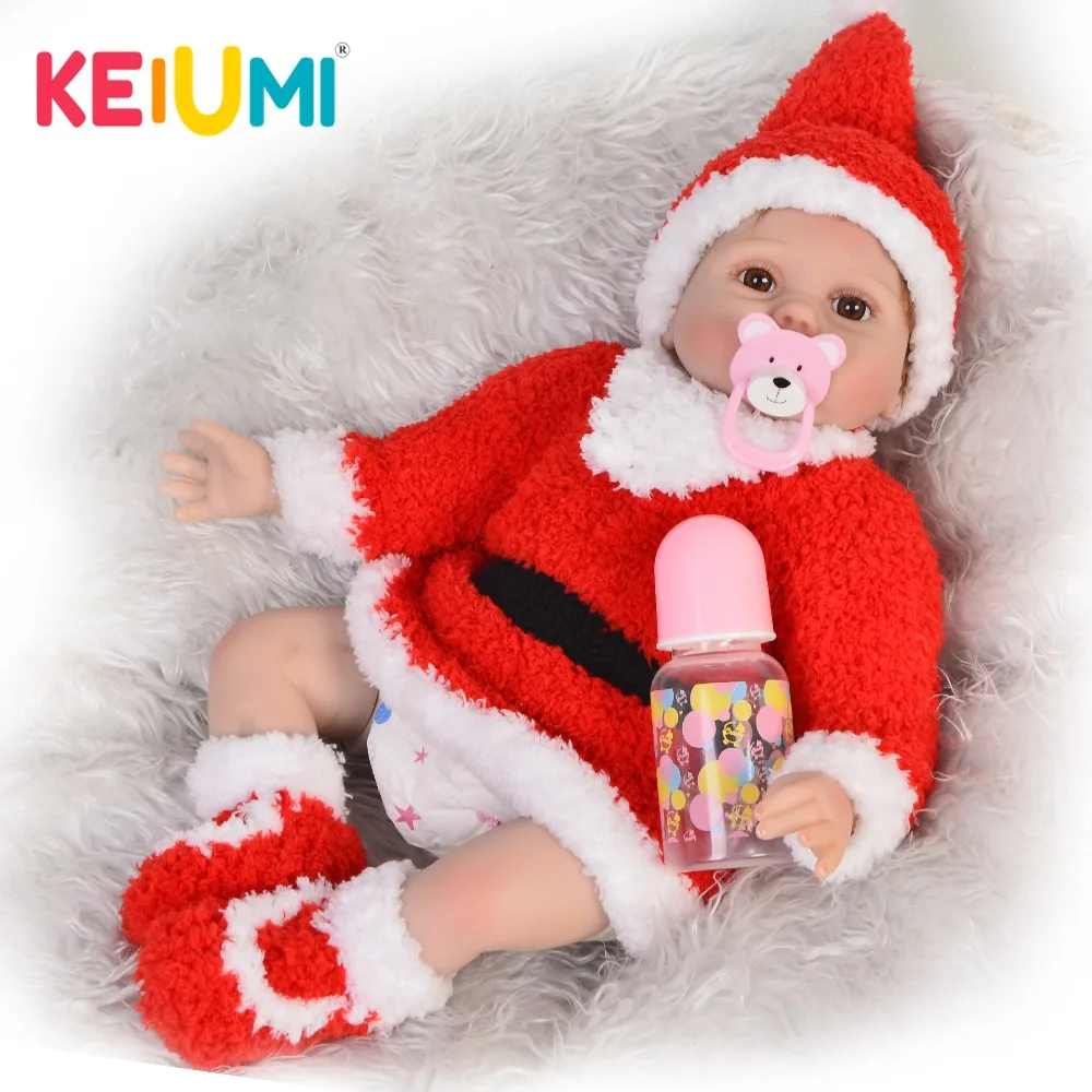 

2018 Hot Reborn Baby 55 cm Soft Silicone Stuffed Dolls Realistic Red Santa Claus Dolls Babies Reborn 22'' Girl Gifts Playmates