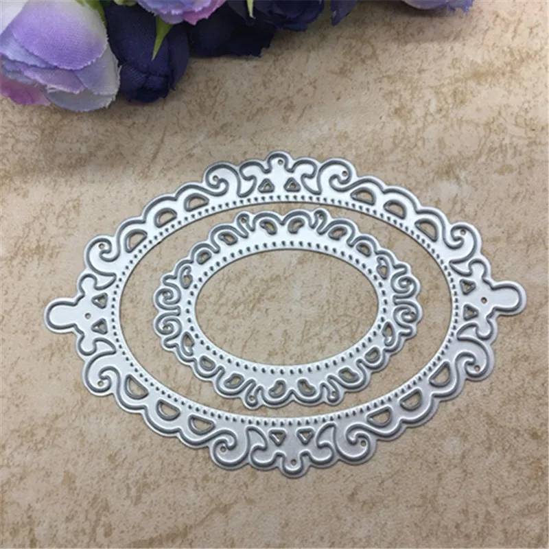 

2pcs Oval Cutting Dies Hollow Out Template Lace Scrapbooking Card Craft DIY Gift