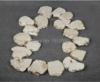 

White Tur quoise Top Drilled Slab Beads Necklace,Tur quoise Howlite Slice Beads,Magnesite Tur quoise Pendants 22-32x30-46mm