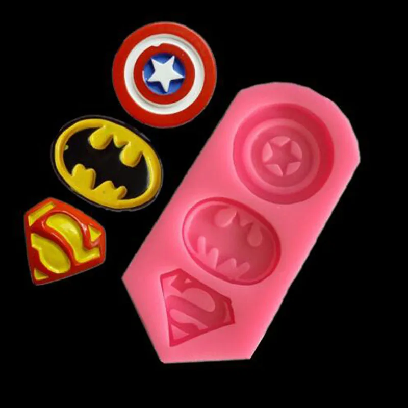 

3D Captain America Shield Batman Superman Shape Silicone Mold Cookie Fondant Cake Molds DIY Kitchen Baking Tools