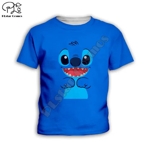 Kids t shirts Комплект детской одежды с аниме для мальчиков и девочек кавайная тематика «Лило и Стич», детские синие толстовки с 3D-принтом, толстовка на молнии, футболка, шорты, штаны - Цвет: Kids t shirts