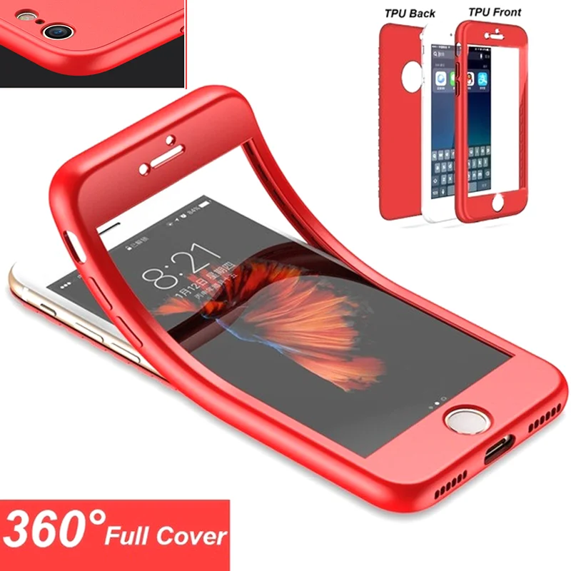 

Fashion 360 Full Body Soft Silicon Protective Case For iPhone X XR Xs Max Back Cover For iPhone 6 6S 7 8 Plus 5 5S SE Phone Case