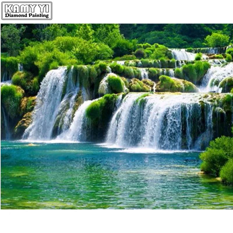 

Diamond waterproof river Painting Needlework Diamond Embroidery mosaic kit 5d Diy Patterns round diamant 3D natural 2017