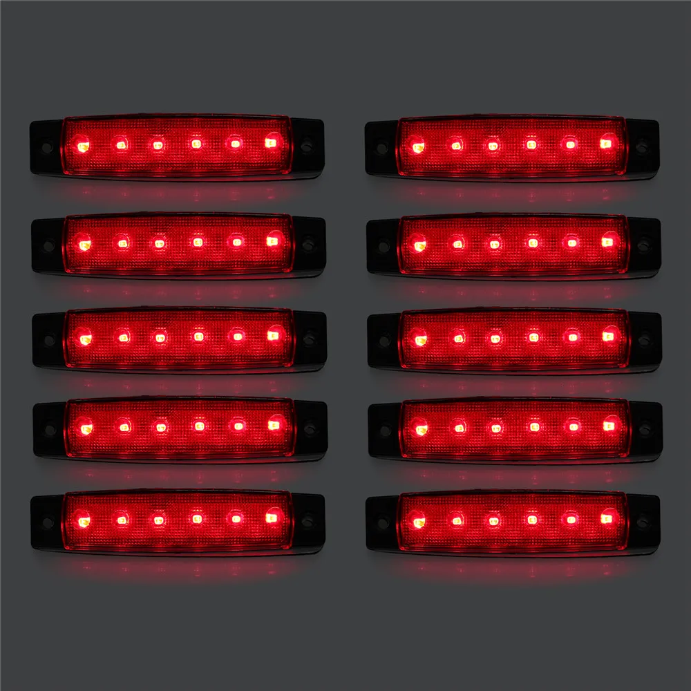 10 шт DC 12 V 6LED распродажа боковой фонарь свет Белый/Желтый/Красный сигнальная лампа для Грузовик Трейлер водонепроницаемый индикатор лампа