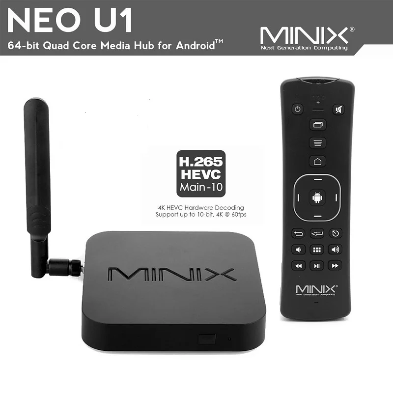 Оригинальная ТВ-приставка MINIX NEO U1 Amlogic S905 четырехъядерный 2G/16G 802.11ac 2,4/5 GHz WiFi H.265 HEVC 4K Ultra HD IP tv Smart tv Box