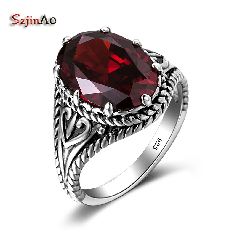 Jaipur 925 Sterling Silver pulchritudinous Natural Red Ring Garnet Red Gemstone Silver Ring