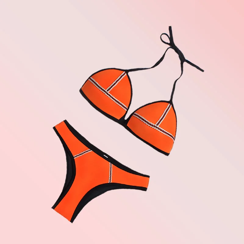 

Orange color Bikini Set Lady's 5 Colors Available Swimwear Hotsale Beach Swimsuit Unpadded Comfortable Bathing Bikini Wear