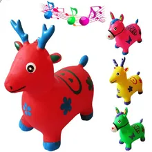 New Inflatable Plastic PVC Ride on Baby Toy Animal Cartoon Jump Horse Unisex Toys for Children Walker Toys with Music 1Pcs/Lot