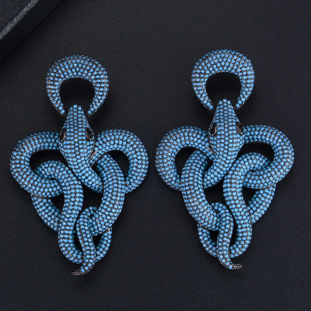 

Unique Multicolors Wind Snake Shape AAA Full Cubic Zirconia Dangle Earrings For Women Girls Party Wearing