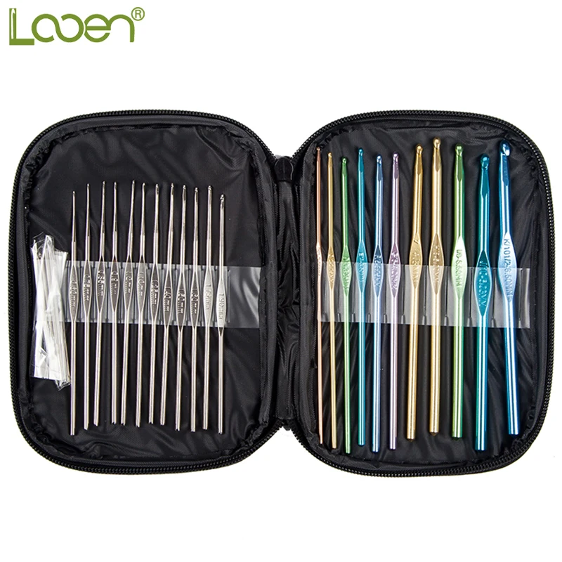 

Looen 23pcs/Set Crochet Hook Set Multi-Colour Aluminum Crochet Hook Needles Knit Weave Craft Yarn Knitting Needles For Women