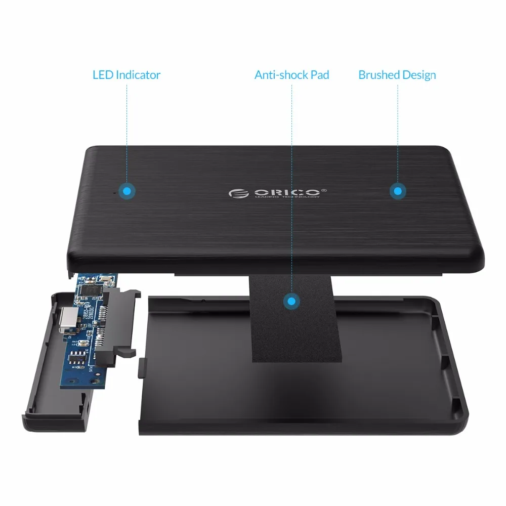 ORICO 2,5 USB 3,0 SATA HDD Box HDD dysk twardy zewnętrzna obudowa HDD czarna koperta -