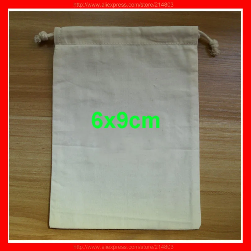 (100pcs/lot) size 6x9cm(2.4x3.6") 100% natural cotton drawstring bag small | Багаж и сумки