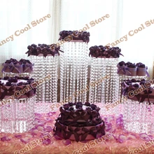 7 шт./компл. свадьбы центральным кристалл Стенд торт/свадебное украшение партия Опора свадебного стола центральным кристалл торт держатель