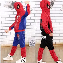 Комплекты одежды для маленьких мальчиков с человеком-пауком спортивный костюм для мальчиков, толстовка с капюшоном, куртка, штаны маскарадные костюмы с человеком-пауком, детская одежда с молниями, комплект