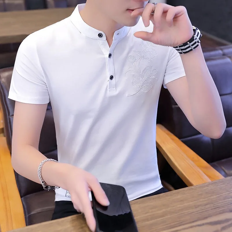 

2019 Fashion Brands New Summer Polo Shirt Mens Solid Color Short Sleeve Slim Fit Stand Collar Poloshirt Casual Men's Clothing