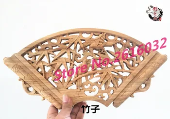 

Dongyang wood carving Pendant camphor wood crafts antique jewelry ornaments hanging fan Home Furnishing 20*40 small fan #3312