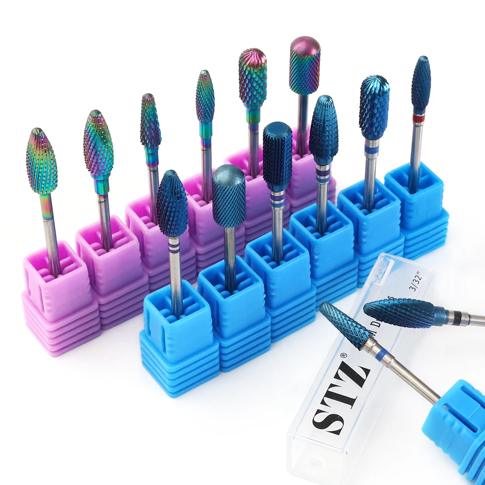 

14 Types Blue Rainbow Coating Tungsten Carbide Nail Drill Bit Rotary Burr Milling Cutter For Electric Manicure Drill SAD/L