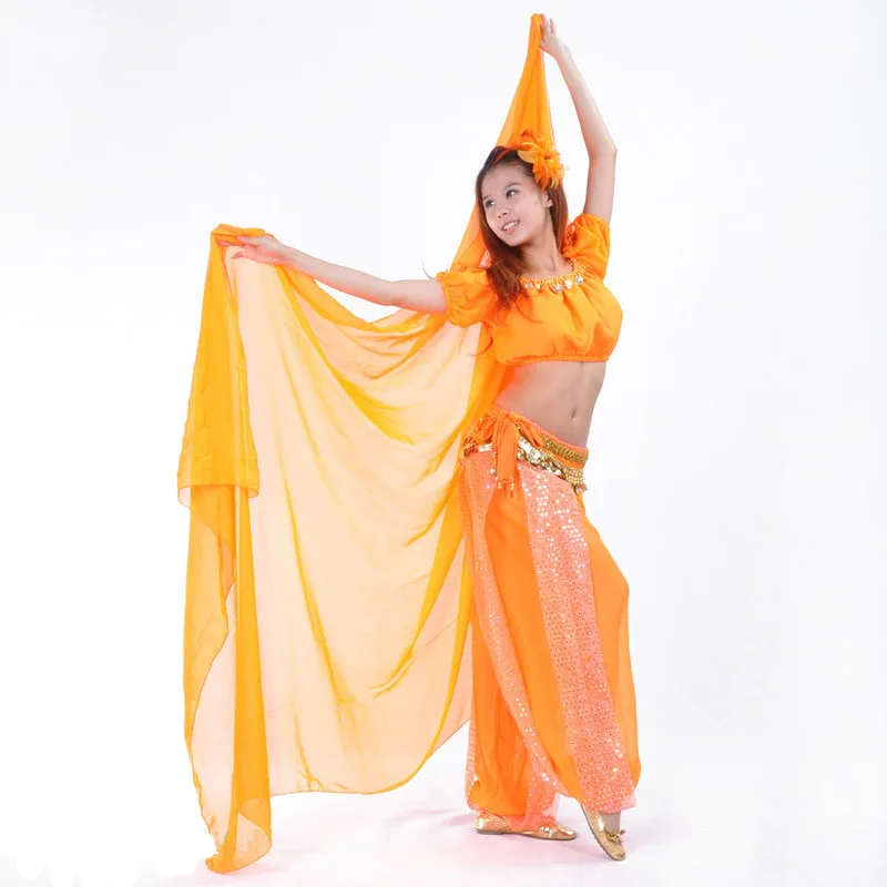 250*120 см большие длинные шифоновые вуали для танца живота, шаль, шарф, восточные костюмы для женщин, аксессуары для танца живота - Цвет: orange