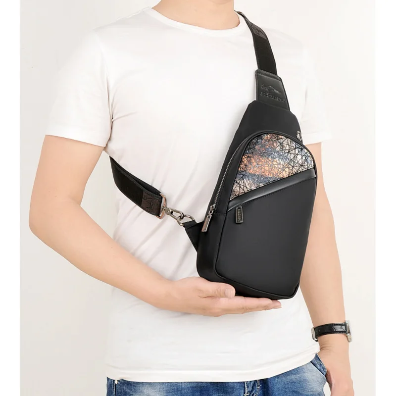 

Cotton Fabric chest Pack Men Sport Shoulder Travel Bags Crossbody Bag USB Charge Fashion Designer Men's Polyester Sling Bag 173