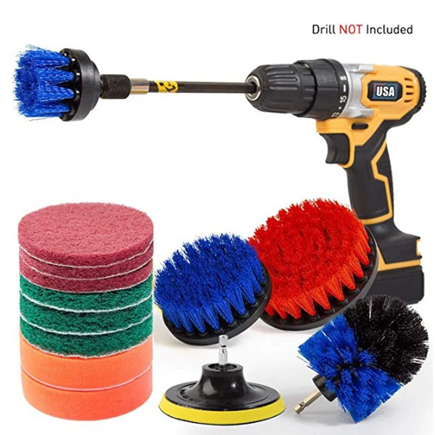 

Home Cleaning Drill Brush Scrub Pads 14PCS Drill Clean Brush Scrub Pads Sponge Power Attachments Set Scrubber Brushes 0611#30