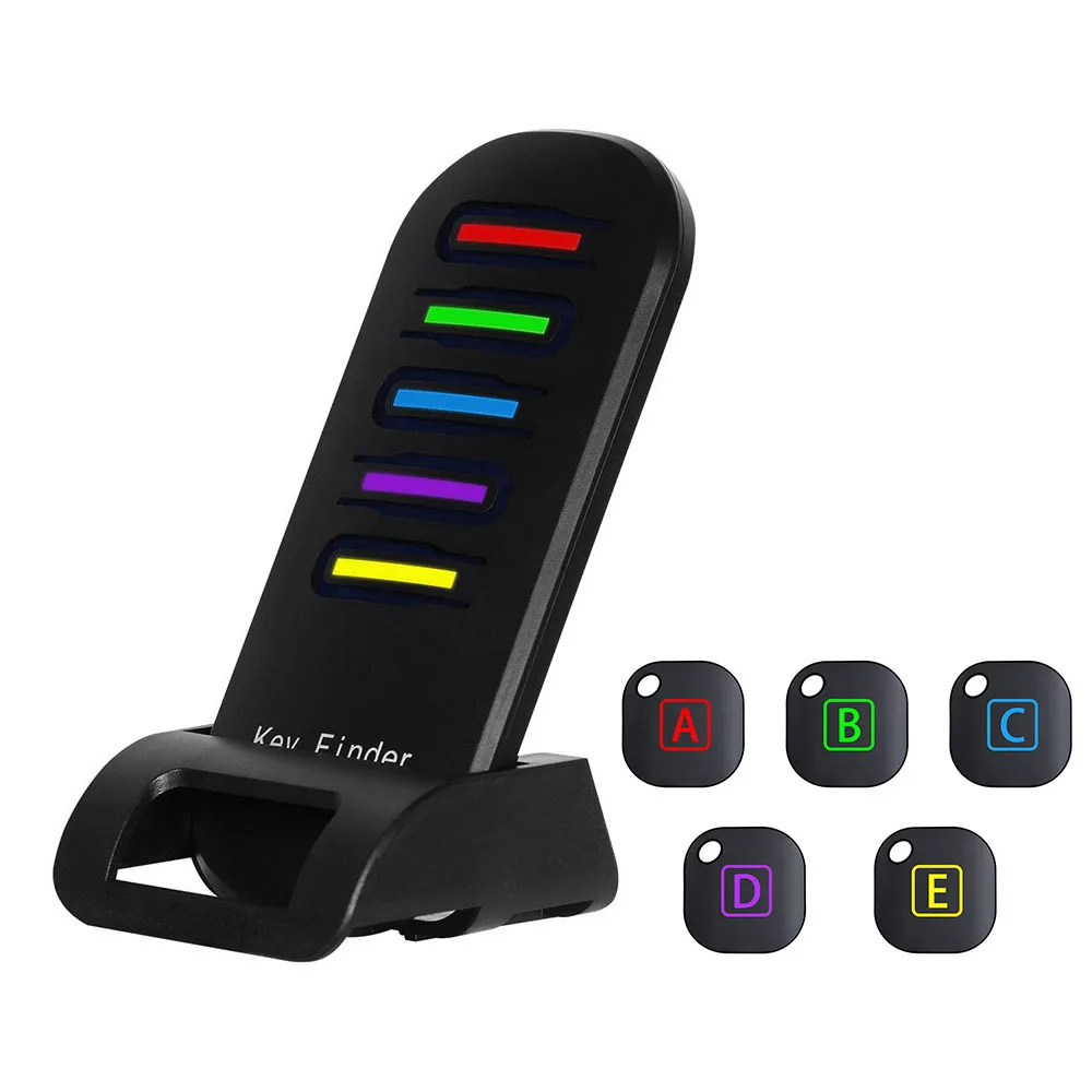 Трекер локатор потерянный приемник-брелок Аварийный ключ искатель локатор кошелек трекер Bluetooth 5 в 1 беспроводной ключ искатель дистанционного управления - Цвет: Черный